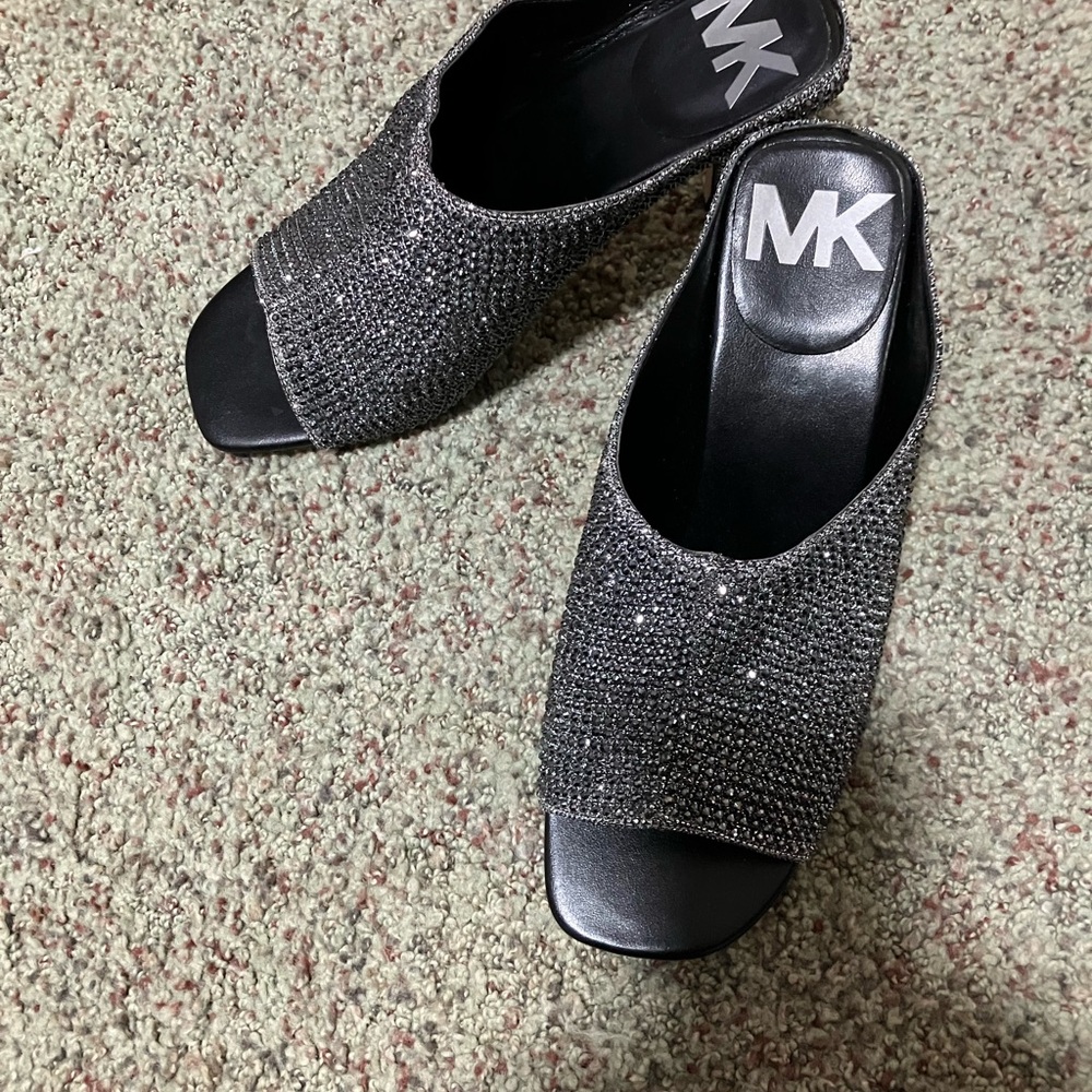 Michael Kors Black Silver Sequin Women's Mules